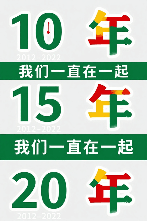 简约现代素材：简约现代竖版纪念海报：携手同行十载