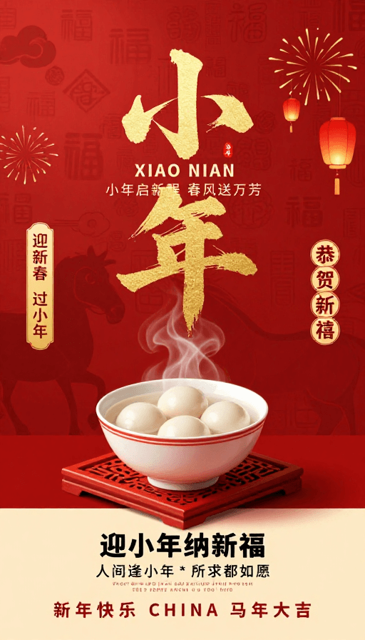 马年素材：小年马年：鎏金中国风喜庆节庆海报设计