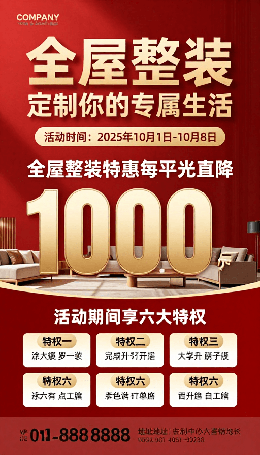 房地产广告素材：高端全屋整装促销海报设计