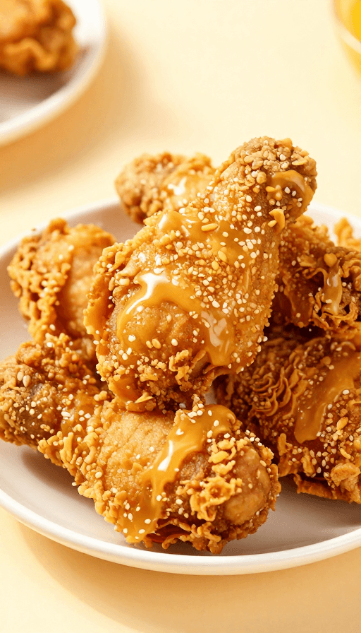 美食摄影素材：金黄酥脆的诱人炸鸡美食摄影