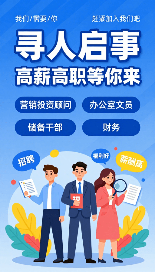 动态元素素材：高薪招募：活力商务招聘海报设计