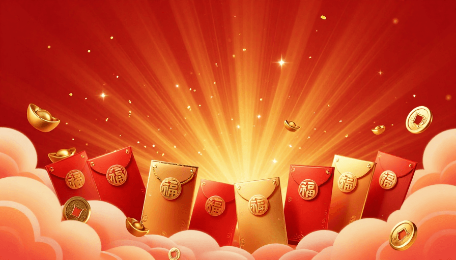 传统纹样素材：金红火运：现代节庆插画主视觉设计