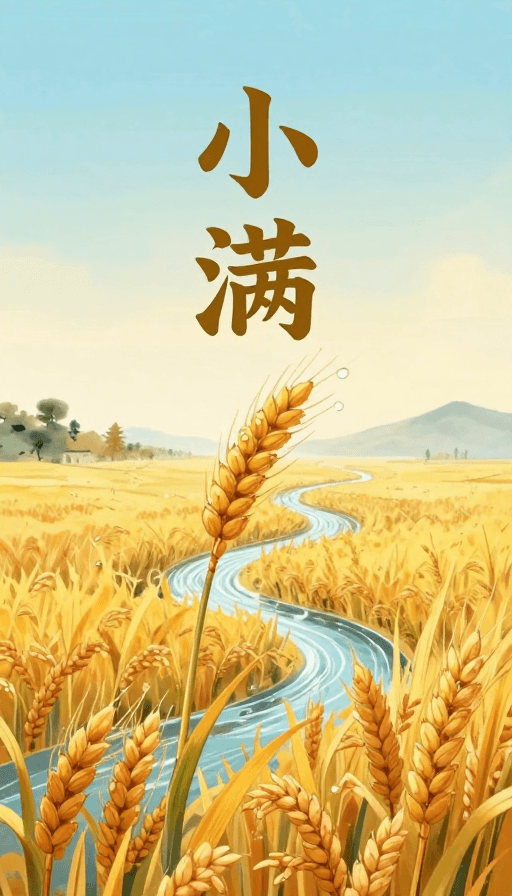节气海报素材：小满润田：水墨田园的温润诗篇
