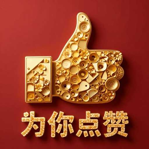 花形文字素材：金块赞手 花字点缀暗红3D艺术