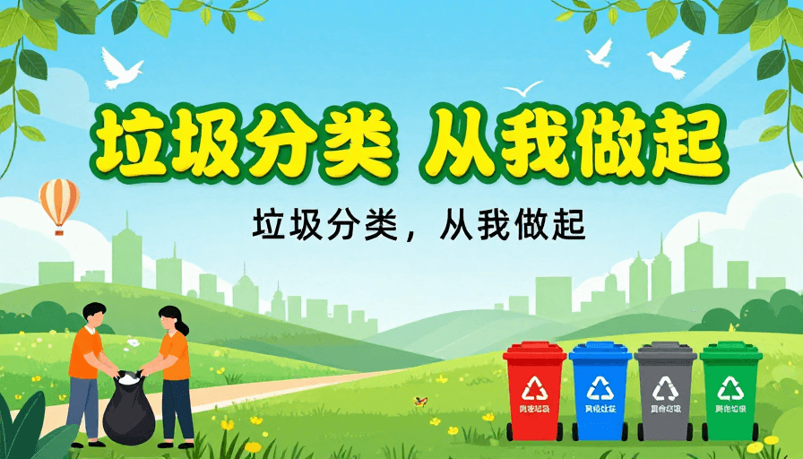 环保公益素材：清新生态·垃圾分类公益海报