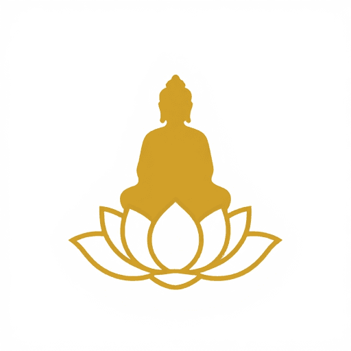 Logo设计素材：金色极简莲花佛像Logo设计