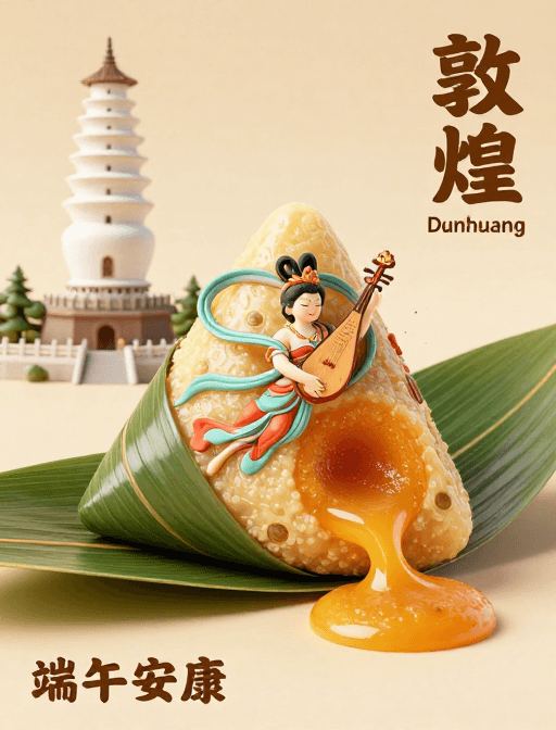 敦煌文化素材：敦煌飞天流心粽：端午遇见莫高窟之韵