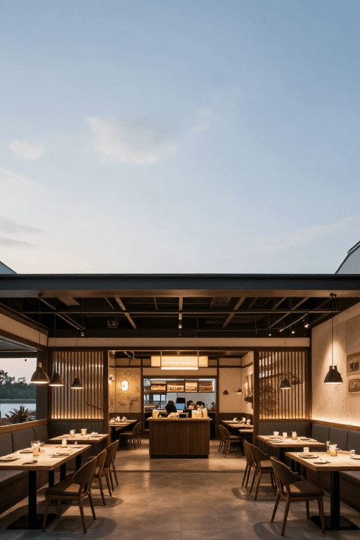 真实环境素材：实景对称餐饮封面：真实摄影风
