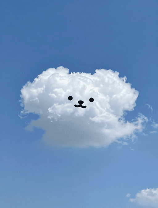 装饰性图案素材：天空云朵化身萌宠，童趣插画跃然纸上
