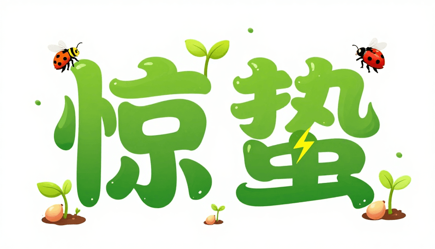 手绘艺术字素材：清新液态字体惊蛰插画，生机盎然艺术字设计