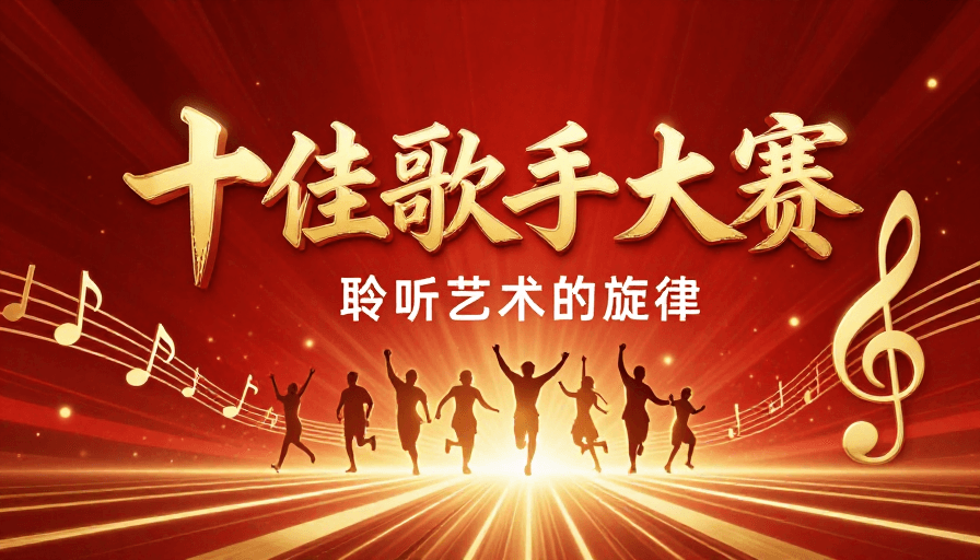 动感剪影素材：红金舞台：十佳歌手盛典艺术海报