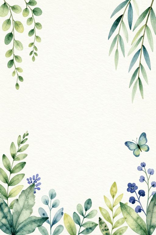 背景模板素材：雅致水彩植物边框插画背景