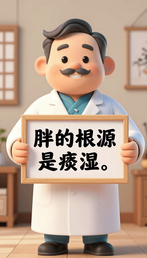 可爱插画素材：可爱老中医揭秘：胖的根源竟是痰湿！