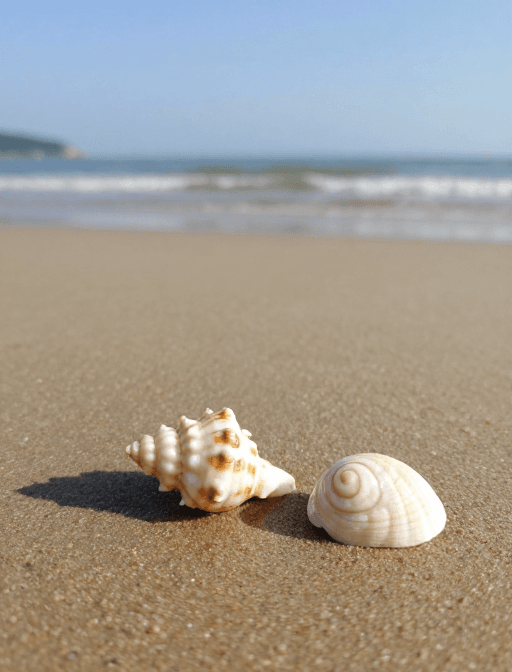 海边素材：海边沙滩贝壳实景高清摄影