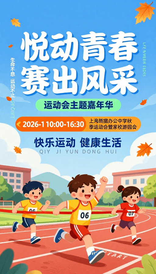 宣传海报素材：秋季校园运动会插画海报