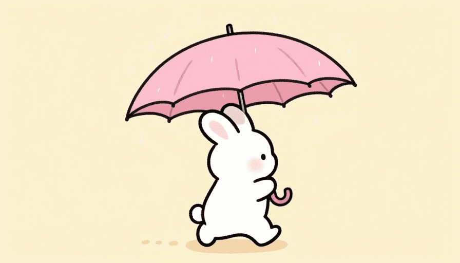 社交媒体头像素材：日系迷你小兔雨中漫步