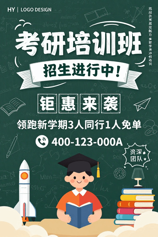 手绘风格素材：手绘学术风考研招生海报设计