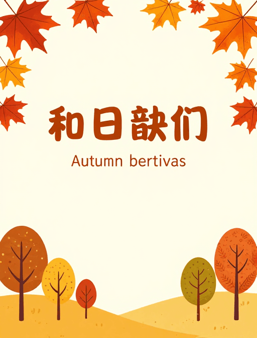 扁平化风格素材：秋季暖色调扁平插画海报设计