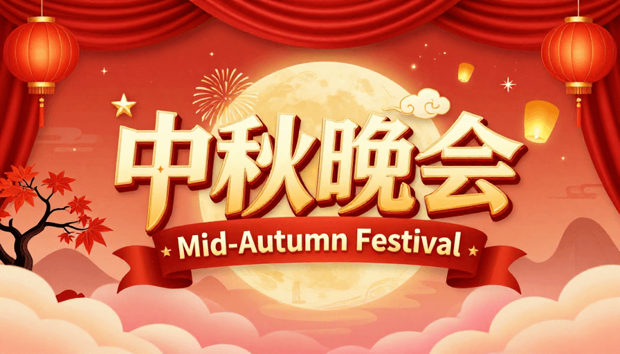 云海背景素材：中秋晚会：传统与现代的金色庆典