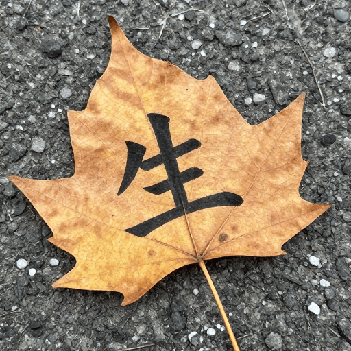 文化符号素材：秋日落叶承载‘生’字：自然诗意的生命符号