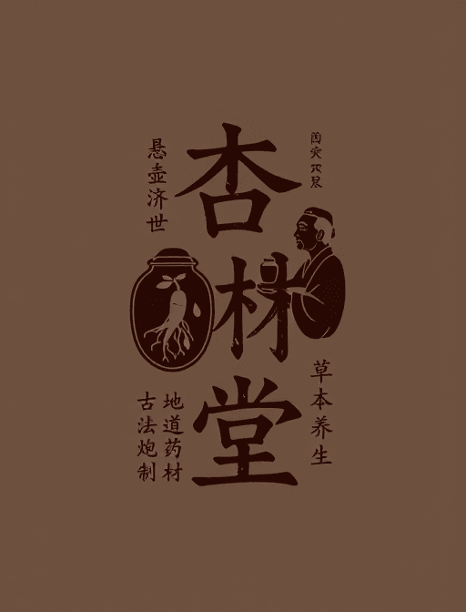 中药元素素材：杏林堂篆书风中药品牌徽章设计