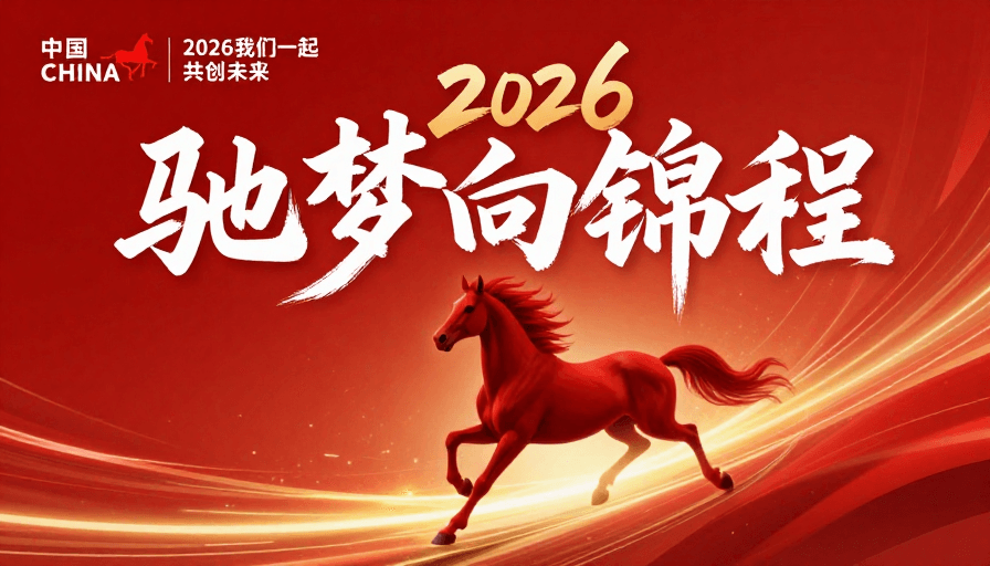 中国风海报素材：驰梦向锦程：2026中国风庆典海报