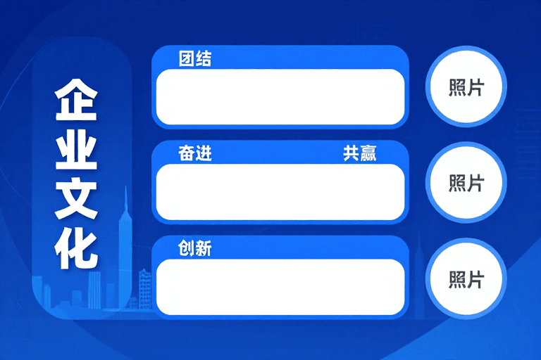 企业形象素材：蓝色科技感企业文化环形信息图海报展示