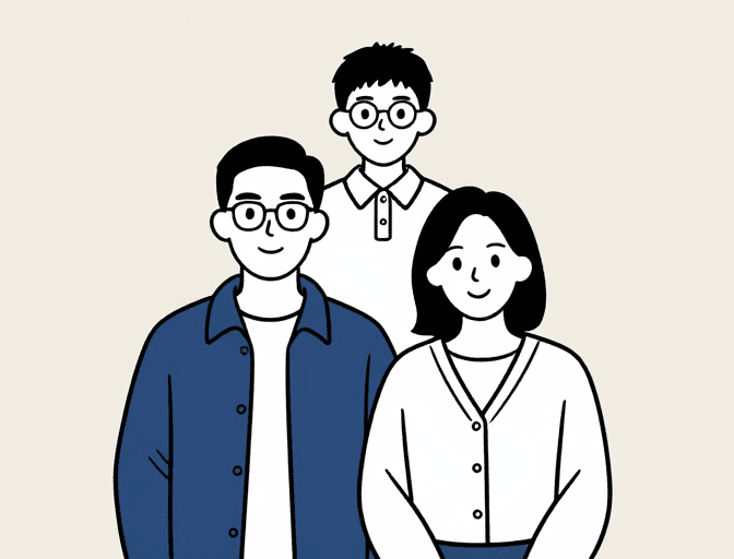 文化素材素材：传统中国家庭黑白极简线条插画