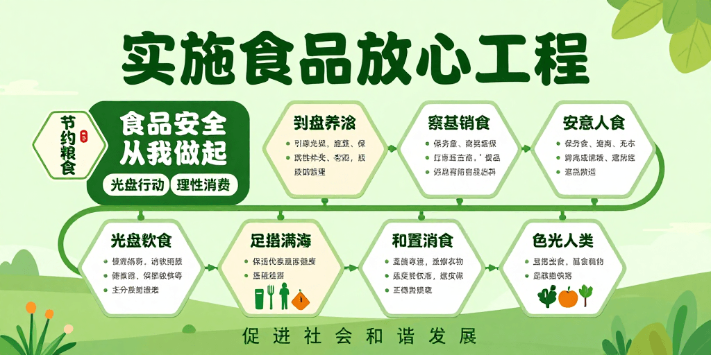 食品安全素材：绿色清新食品安全宣传海报，倡导健康饮食理念