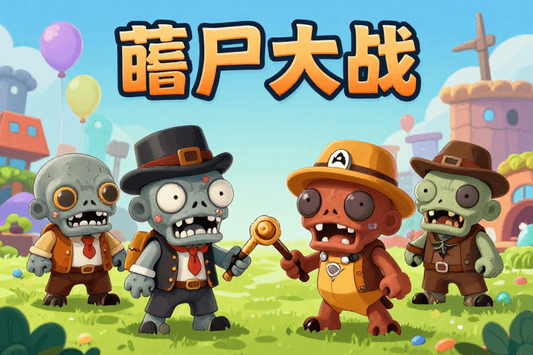 Q版卡通素材：萌系僵尸趣味对战·Q版卡通插画