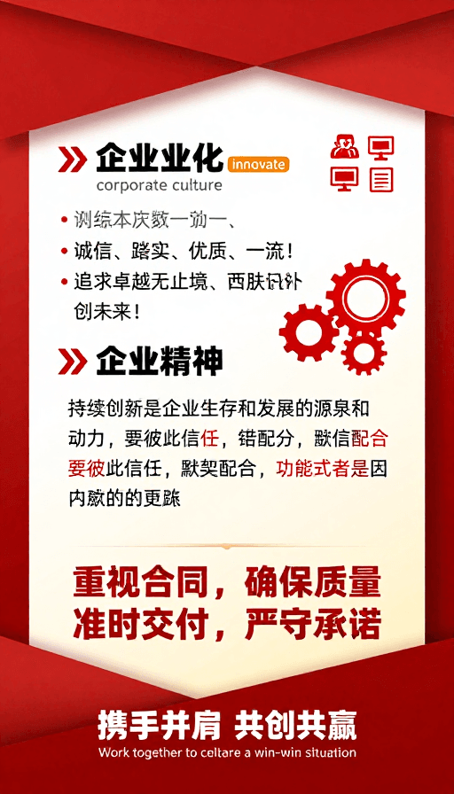 团队协作素材：红金渐变企业文化宣传海报设计