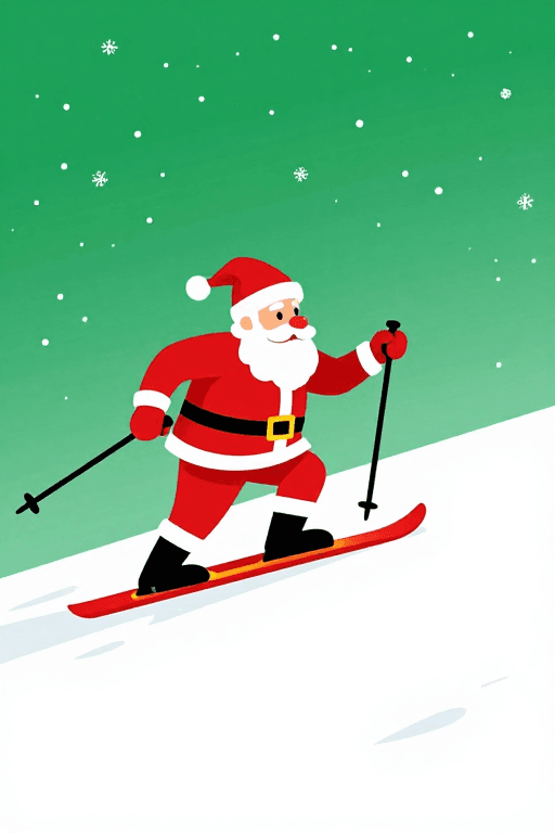 圣诞老人素材：圣诞快乐 动感滑雪插画