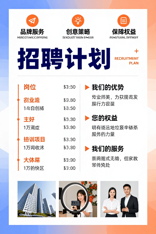 几何渐变素材：现代简约风招聘海报：专业创意人才招募计划