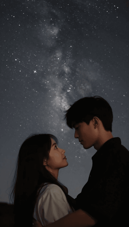 情感表达素材：深空凝视：情侣星空下的浪漫瞬间