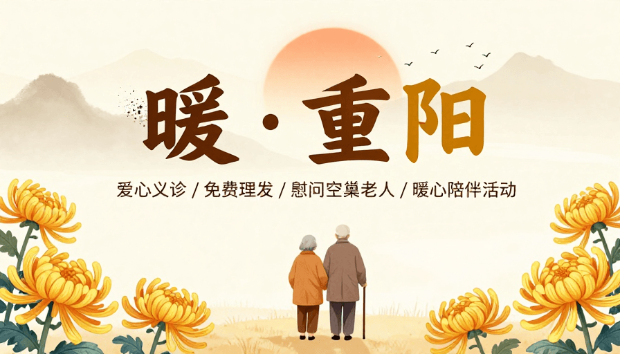 公益海报素材：暖重阳：中国风温情敬老公益海报