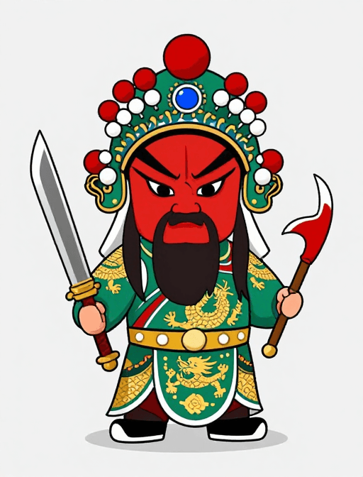 Q版卡通素材：现代Q版关公京剧角色