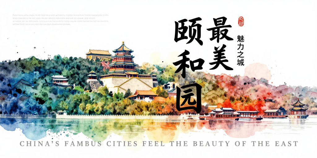 颐和园素材：水墨泼彩绘颐和园：东方美学城市名片