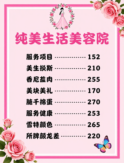 女性向设计素材：粉嫩优雅·纯美生活美容院专属服务海报