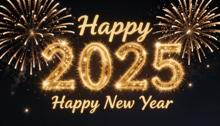 烟花特效素材：金焰璀璨：2025新年快乐闪耀贺卡
