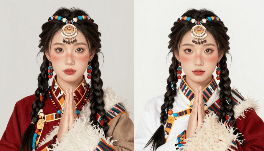 高原风光素材：藏族风情双人人像艺术写真
