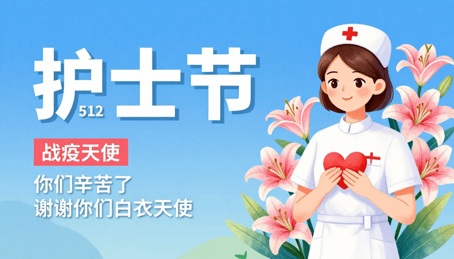 护士节素材：致敬白衣天使：护士节暖心插画海报