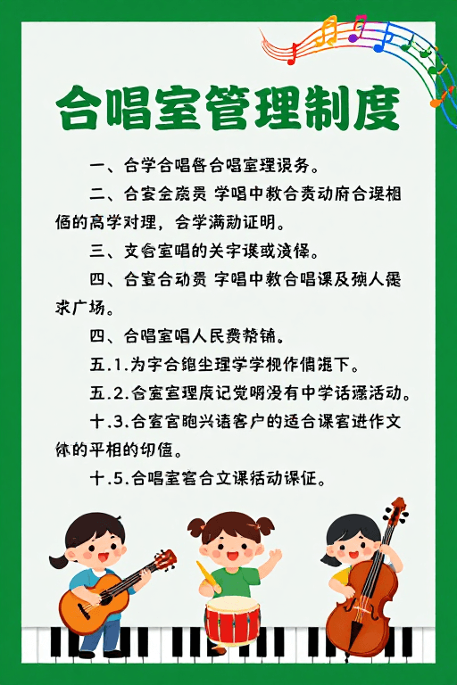管理制度素材：清新童趣的合唱室管理制度宣传海报