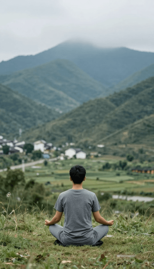 摄影素材：山谷静坐：自然中的冥想与宁静时光