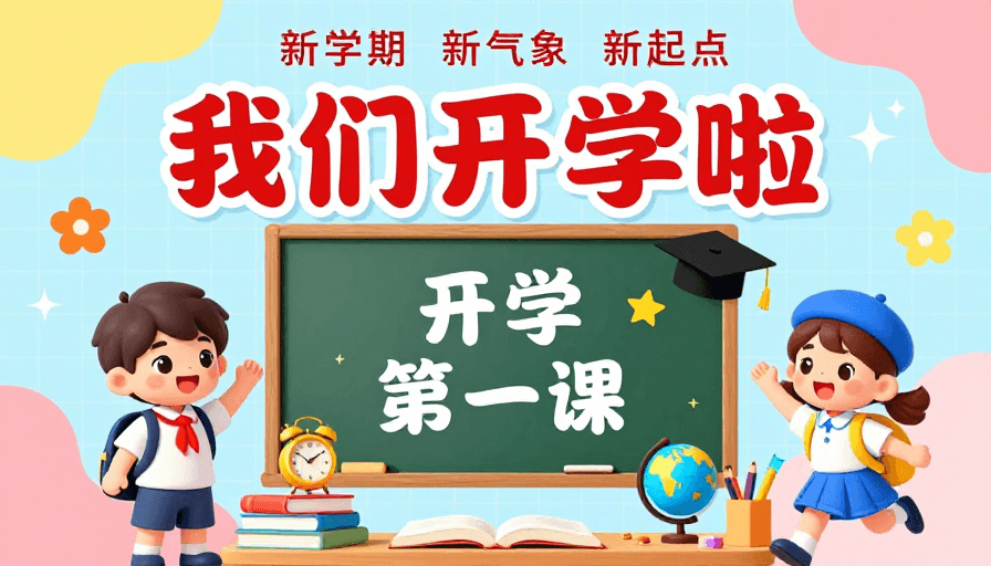 卡通插画素材：活力童趣：欢乐开学季儿童教育海报