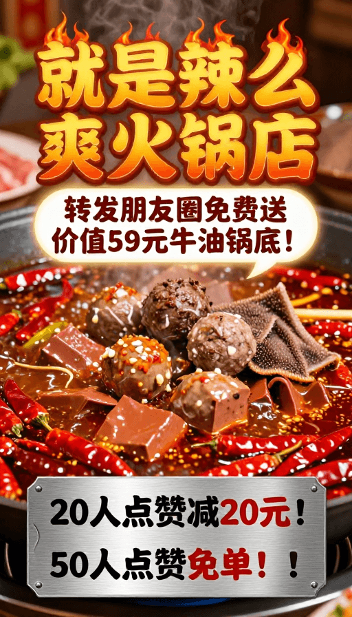 食材特写素材：沸腾牛油火锅特写：现代美食摄影促销海报