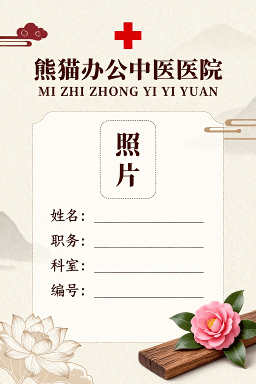 水墨艺术风格素材：中式传统风格医院工作证：水墨底蕴与实用功能融合
