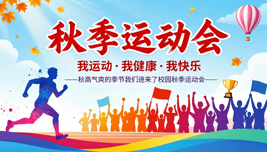 校园海报素材：秋运盛宴：活力青春校园运动会海报