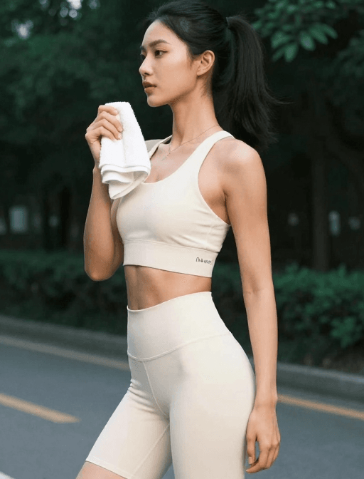 #健身日常素材：胶片质感运动写真：活力健康侧颜美照