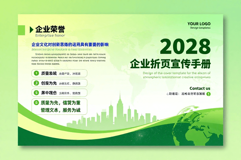 2028年规划素材：绿动未来：2028生态科技企业宣传折页封面设计