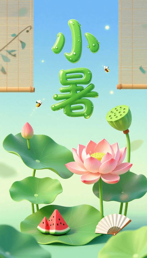 清凉主题素材：小暑清凉季·中国风3D艺术海报